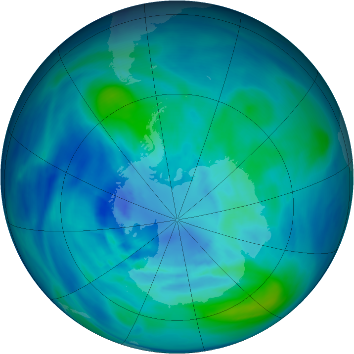 Antarctic ozone map for 27 March 2005